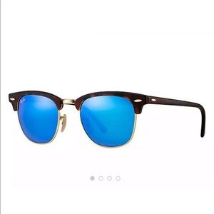 RAY BAN CLUBMASTER BLUE FLASH LENSES SUNGLASSES